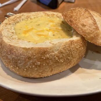 BJ's Restaurant & Brewhouse - Broccoli cheese soup with sourdough bread bowl - Breweries Near Me - Jacksonville, Florida BJ's Restaurant & Brewhouse - Broccoli cheese soup with sourdough bread bowl - Breweries Near Me - Jacksonville, Florida