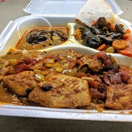 Spicy Chicken Hyderabadi, Grape Leaves and Mixed Veggies ( top left), and Baby Eggplant in Peanut and Coconut Gravy (top right) Spicy Chicken Hyderabadi, Grape Leaves and Mixed Veggies ( top left), and Baby Eggplant in Peanut and Coconut Gravy (top right)
