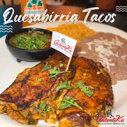 AutentiKa Express - Viral QuesaBirria Tacos. Served with consomé for dipping.