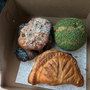 Bibble & Sip - Black sesame almond croissant, matcha cream puff, and apple turnover. So good! - Coffee & Tea Near Me - New York, New York