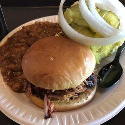 Podnuh's Youree Dr - Omg, ya'll. Omg. Chopped brisket sandwich, beans, potato salad. I wish ya'll knew. I really do. Best Beans Ever. You'd move here. You would.