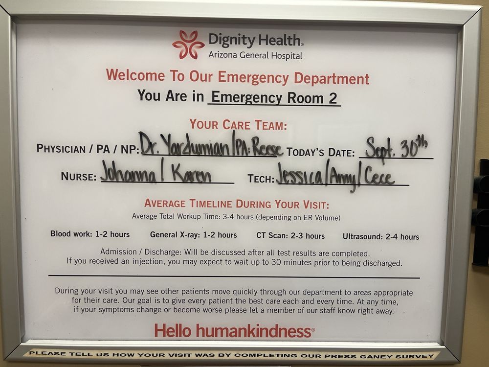 Emergency Room at Arizona General Hospital - Mesa Baseline - patient advocate in Mesa, AZ