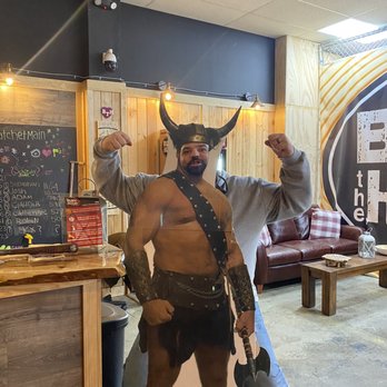 Bury The Hatchet - Paramus - Me overpowering this tiny Viking. - Axe Throwing Near Me - Paramus, New Jersey