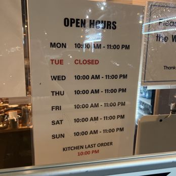 LEE GA - Operating hours Last line is hidden by the sign and not visible. - Korean Near Me - Los Angeles, California LEE GA - Operating hours Last line is hidden by the sign and not visible. - Korean Near Me - Los Angeles, California