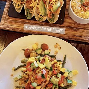 Hearsay on the Strand - East Coast Cedar Planked Salmon, Blackened Redfish Tacos - American Near Me - Galveston, Texas Hearsay on the Strand - East Coast Cedar Planked Salmon, Blackened Redfish Tacos - American Near Me - Galveston, Texas