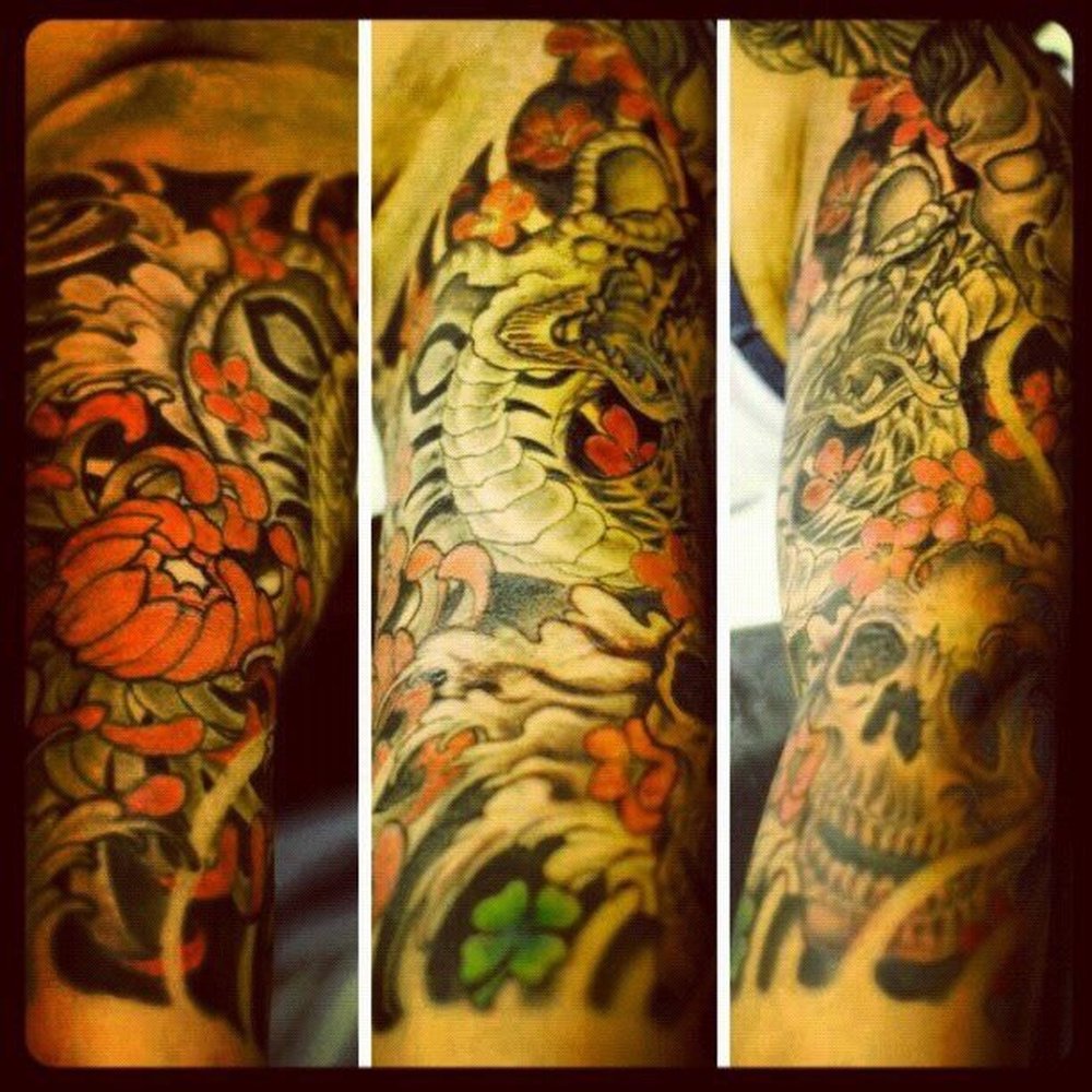 Golden Triangle Art Studio - Steve completed this 3/4 sleeve. Excellent work. - Tattoo Near Me - Upland, California