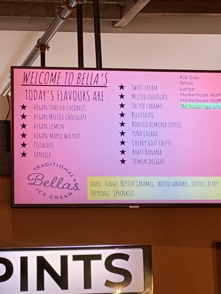 BELLA’S TRADITIONAL ICE CREAM Updated April 2024 87 Germain Street, Saint John, New