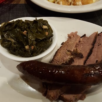 2 Jerks BBQ - Brisket, homemade sausage (spicy), collard greens. - Barbeque Near Me - Raynham, Massachusetts 2 Jerks BBQ - Brisket, homemade sausage (spicy), collard greens. - Barbeque Near Me - Raynham, Massachusetts