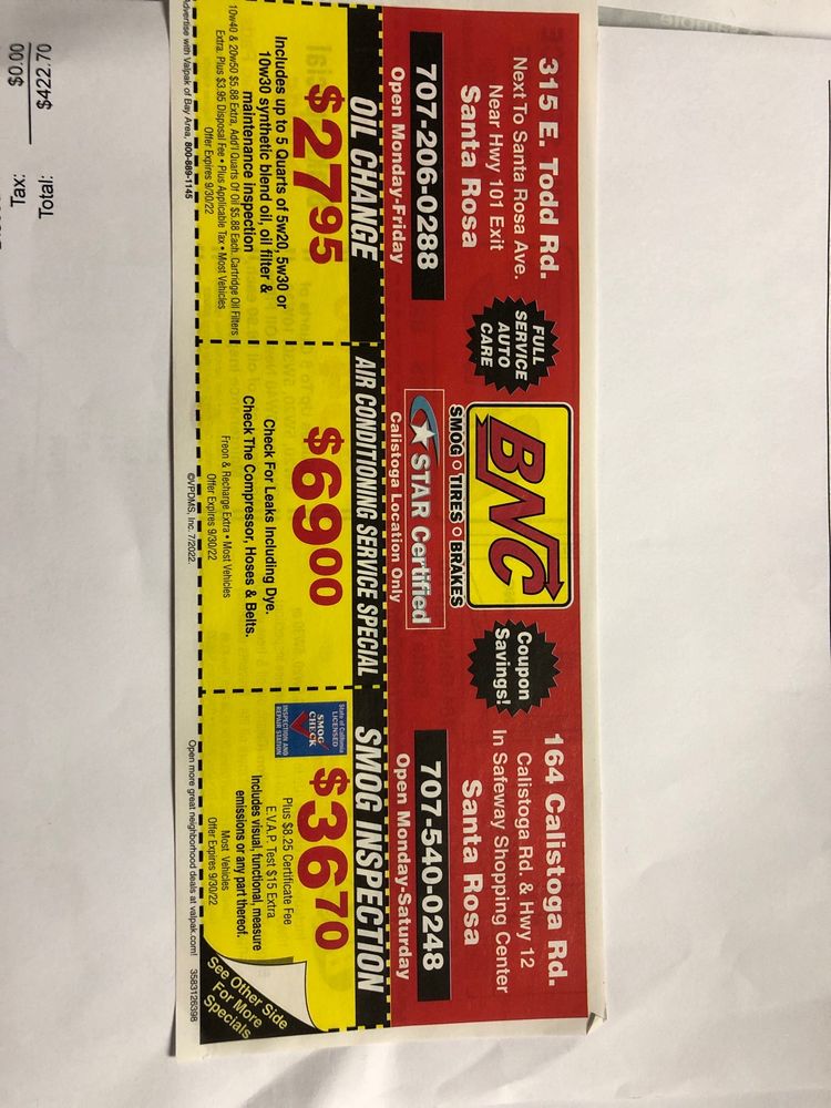 BNC AUTO CARE Updated October 2024 84 Reviews 164 Calistoga Rd