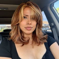 Copper hair w/ highlights + money piece