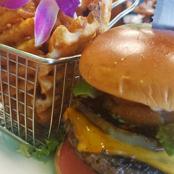 Guieb Cafe - kalihifornia burger with waffle fries - New American Near Me - Honolulu, Hawaii Guieb Cafe - kalihifornia burger with waffle fries - New American Near Me - Honolulu, Hawaii