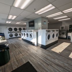 Bar Harbor Laundry - About 12 washers and 14 dryers. Soap, bleach, and fabric softener available for purchase. No person on site early in the morning, though.