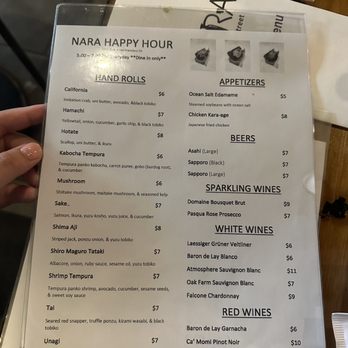 Nara - Happy hour menu (8/25/23) - Japanese Near Me - San Francisco, California Nara - Happy hour menu (8/25/23) - Japanese Near Me - San Francisco, California