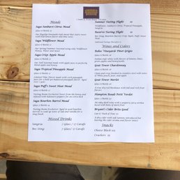 Drink menu Drink menu