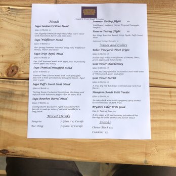 Saga Meadery & Winery - Drink menu - Meaderies Near Me - Front Royal, Virginia Saga Meadery & Winery - Drink menu - Meaderies Near Me - Front Royal, Virginia