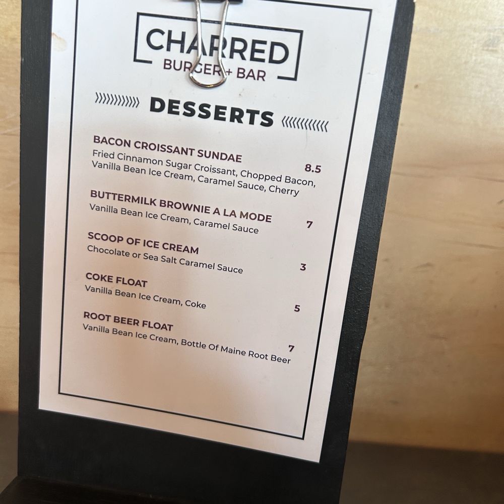 Charred Burger + Bar - Dessert menu - Burgers Near Me - Omaha, Nebraska
