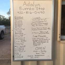 Adalyns Burrito Stop - The menu for breakfast and lunch. Breakfast never ends.