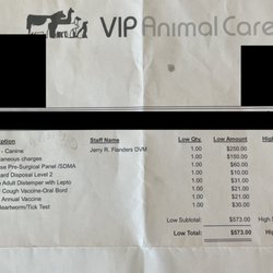 VIP Animal Care - ESTIMATE pre surgery