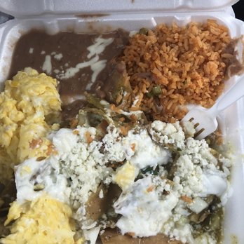 Las Lomas Restaurant - Chilaquiles norteños. I added scrambled eggs and extra queso fresco. These are the bomb!!! - Mexican Near Me - Sylmar, California