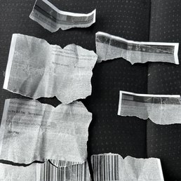 a black and white photo of a torn piece of paper