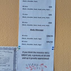 Sun Spring Chinese Foot Massage - Price menu February 2025