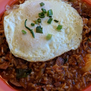 Cajun Kitchen Cafe - Jambalaya for breakfast. Want to make anything for breakfast? Fry up two eggs and put it on the top like a hat. - Cajun/Creole Near Me - Santa Barbara, California Cajun Kitchen Cafe - Jambalaya for breakfast. Want to make anything for breakfast? Fry up two eggs and put it on the top like a hat. - Cajun/Creole Near Me - Santa Barbara, California