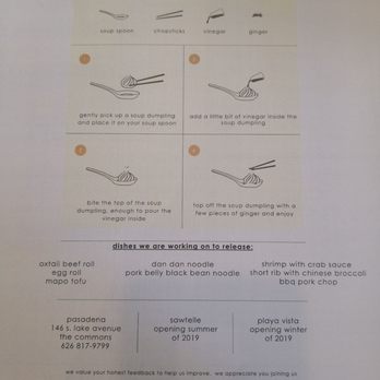 dan modern chinese - Back of Menu May 31, 2019 - Dim Sum Near Me - Pasadena, California