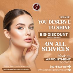 Dr. J Anti Aging Clinic - Big discounts on all services!  Book your free consultation at Dr. J Anti-Aging Clinic today. Call (407) 972-1197 ‍