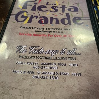 La Fiesta Grande - the menu for the restaurant - Mexican Near Me - Amarillo, Texas La Fiesta Grande - the menu for the restaurant - Mexican Near Me - Amarillo, Texas