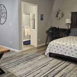 Snowy Owl Retreats - The full bathroom has a walk-in-shower and vanity with amenities in case you forgot anything.
