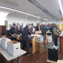 Sound House Records - Panoramic view of Sound House Records' interior on Record Store Day Black Friday 2022.