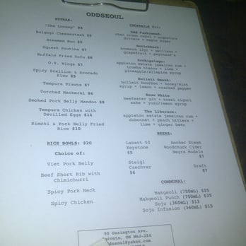 Oddseoul - Menu (taken on November 7, 2014) - Korean Near Me - Toronto, Ontario Oddseoul - Menu (taken on November 7, 2014) - Korean Near Me - Toronto, Ontario