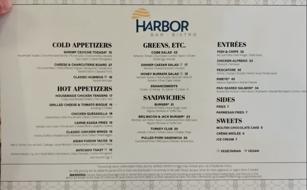 Menu photo 1 Harbor Bar & Bistro Redondo Beach, CA