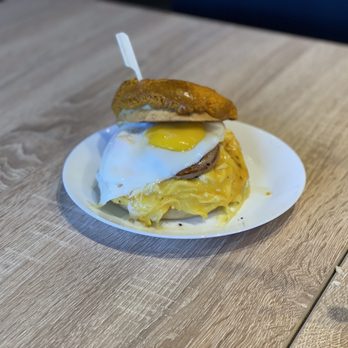 Cafe De Hong Kong - Foie gras and truffle pineapple bun with fried egg - Hong Kong Style Cafe Near Me - Markham, Ontario Cafe De Hong Kong - Foie gras and truffle pineapple bun with fried egg - Hong Kong Style Cafe Near Me - Markham, Ontario