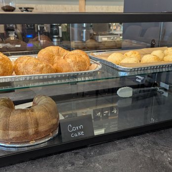 Almore Coffee - Bakery counter with corn cake and croissants - Coffee & Tea Near Me - London, Ontario