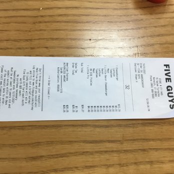 Five Guys - I will never eat here again . Frozen bread thawed out toasted fell apart while eating threw it away - Burgers Near Me - Norwich, Connecticut