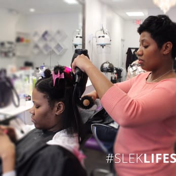 Slek Styling Bar - Shantella working on a client. - Cosmetics & Beauty Supply Near Me - South Orange, New Jersey Slek Styling Bar - Shantella working on a client. - Cosmetics & Beauty Supply Near Me - South Orange, New Jersey