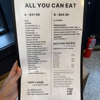 Steak N’ Bone - AYCE menu - Korean Near Me - Baltimore, Maryland