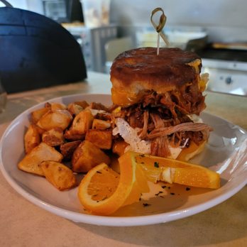 Timbers Roadhouse - This stuffed grilled cheese biscuit has egg, pulled pork and cheese comes with potatoes and it's only $8! - American Near Me - Cataldo, Idaho Timbers Roadhouse - This stuffed grilled cheese biscuit has egg, pulled pork and cheese comes with potatoes and it's only $8! - American Near Me - Cataldo, Idaho