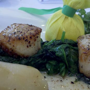 Oceanos Oyster Bar & Sea Grill - Day Boat Scallops Over Sauteed Spinach - Seafood Near Me - Fair Lawn, New Jersey Oceanos Oyster Bar & Sea Grill - Day Boat Scallops Over Sauteed Spinach - Seafood Near Me - Fair Lawn, New Jersey