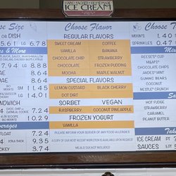 The Ice Creamsmith - Menu