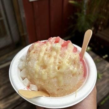 Kaimana Shave Ice - Lilikoi, guava, condensed milk, ice cream - Shaved Ice Near Me - Haleiwa, Hawaii