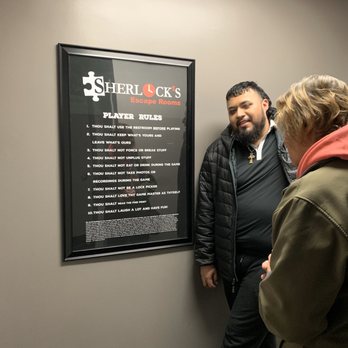 Sherlock's Escape Rooms - Two of our group are rule followers... Not these two! - Escape Games Near Me - Florence, Kentucky Sherlock's Escape Rooms - Two of our group are rule followers... Not these two! - Escape Games Near Me - Florence, Kentucky