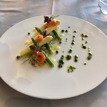 Miramar La Cigale - White asparagus entree - Hotels Near Me - Arzon, 56