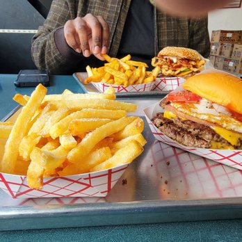 Marty’s - Rise and Shine Burger w/ Salt and Vinegar fries - Burgers Near Me - Jersey City, New Jersey