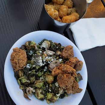 Loyal Legion - Brussel salad with chicken and tater tots - Beer Bar Near Me - Beaverton, Oregon Loyal Legion - Brussel salad with chicken and tater tots - Beer Bar Near Me - Beaverton, Oregon