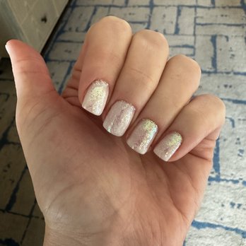 Happy Nails and Spa - Gel manicure by Cherry with glitter powder. - Day Spas Near Me - Newport Beach, California