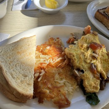 Bobbi's Coffee Shop & Cafe - 1/2 of the C. Spinach and Cheese Omelet Breakfast - Breakfast & Brunch Near Me - Cupertino, California Bobbi's Coffee Shop & Cafe - 1/2 of the C. Spinach and Cheese Omelet Breakfast - Breakfast & Brunch Near Me - Cupertino, California