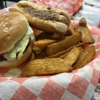 Lee's Sandwich Shop - Cajun filet with potato wedges and chili hot dog - Sandwiches Near Me - Kannapolis, North Carolina