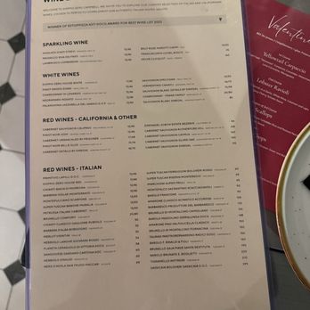 Doppio Zero Campbell - Wine menu - Italian Near Me - Campbell, California